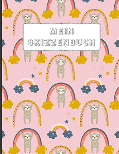 Skizzenbuch für Kinder: A4 Blanko 112 leere Seiten | Kreativheft zum Zeichnen, Malen und Skizzieren für Mädchen | schönes Geschenk | Zeichenheft Faultier rosa