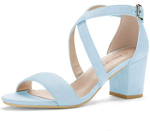 Allegra K Women's Crisscross Ankle Strap Block Heel Sandals