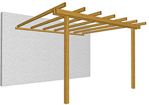 LOSA Pergola addossata in Legno Pino massello Dimensione Copertura cm 300x300