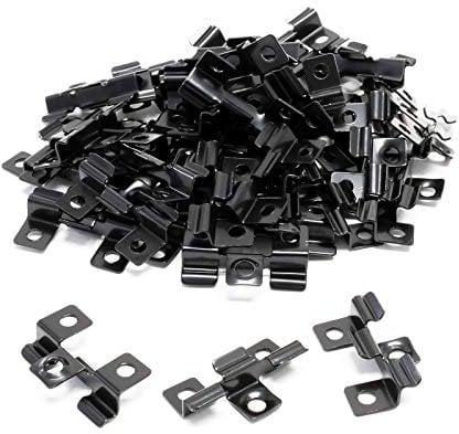 Wiltec 50x Edelstahl Clips 6mm Terrassendielen Montage, für 6mm Seitennut, Befestigungsklammer aus Edelstahl, schwarz