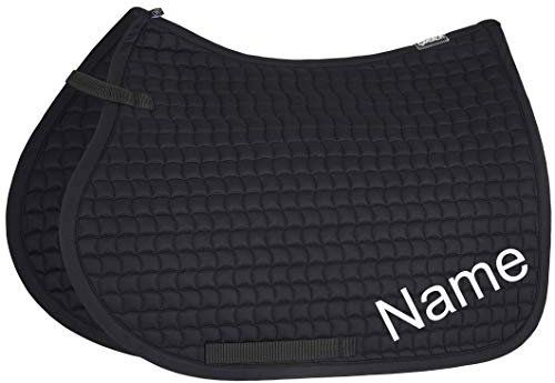 Eskadron Black Cotton Pony VS-Schabracke mit individuellem Namen Bestickt, Schriftart:Heidelberg, Garnfarbe Maderia:Black 1800