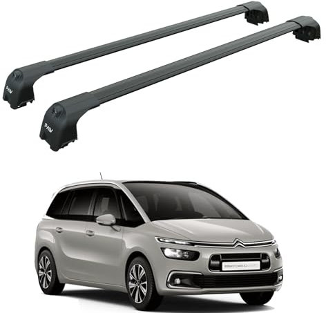 auto paw Alu Dachträger Pro 1 kompatibel mit Citroen C4 Grand Picasso MPV (2013->) Year Aluminium 2-teilige Stangen schwarz, geringe Windgeräusche, abschließbar