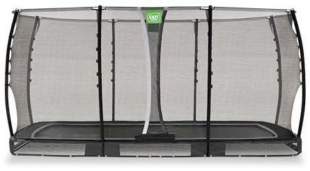 EXIT Allure Classic Rechteckig Bodentrampolin - 244x427cm - Fußschutzsystem & Sicherheitsnetz - Wasserfest - Starkes Großtrampolin - Für alle Altersgruppen - Großes Trampolin - Schwarz