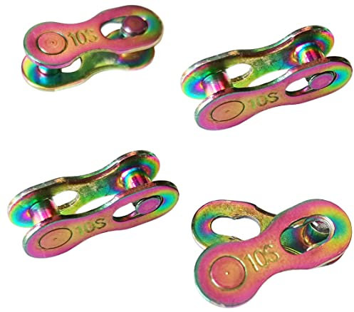 Hyamass 4 Paar Fahrrad-Glieder, 10-Gang-Kette, wiederverwendbar, Stahl, Fahrradkettenglieder (Regenbogen)