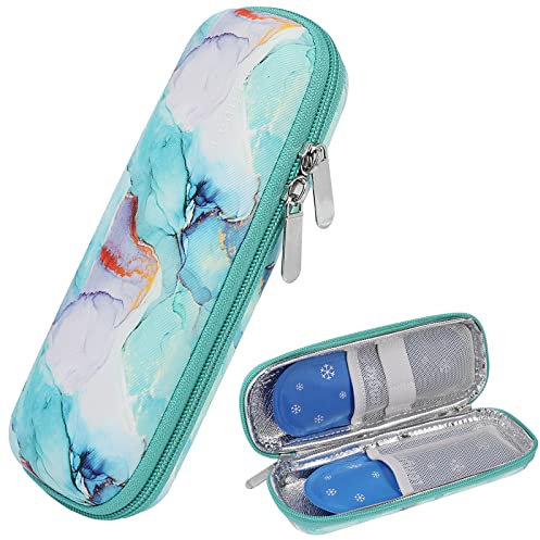 JAKAGO Insulin Kühltasche, Tragbare Insulin Pen Tasche mit 2 Nylon Kühlakkus für Diabetes Zubehör & Kühler Diabetes Medikamente (M-Grün)