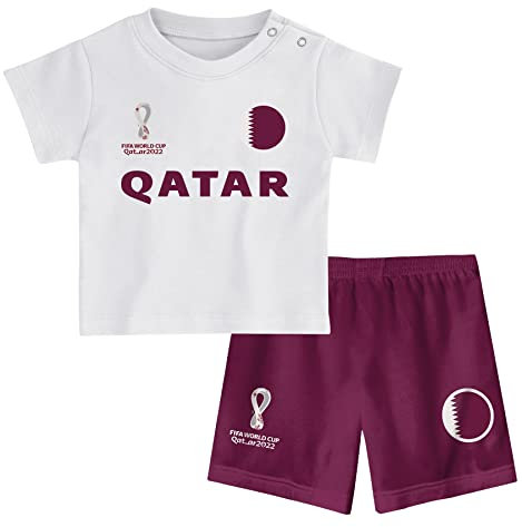 FIFA Unisex Kinder Official World Cup 2022 Tee & Short Set, Toddlers, Qatar, Alternate Colours, Age 2, White, Small