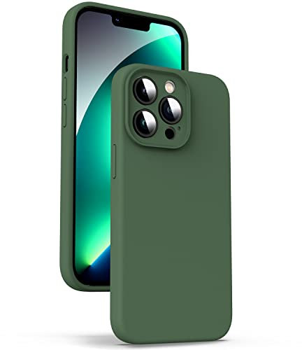 Supdeal Liquid Silicone Case for iPhone 13 Pro, [Camera Protection] [Anti Fingerprint] [Wireless Charging] 4 Layer Phone Case Protective Cover, Built-in Microfiber Case Cover, 6.1, Green