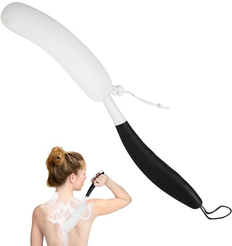 Back Scrubber for Shower with Anti-Slip Long Handle, Body Shower Brush | for Men Women Elderly, Mesh Sponge Bath Brush Body Scrubber for Exfoliating Skin and A Soft Scrub - Can Produce Rich Foam