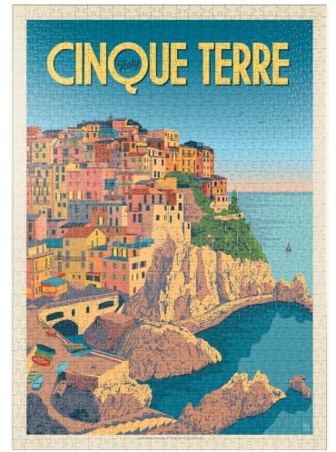 MyPuzzle Italien: Cinque Terre, Vintage Poster - Premium 1000 Teile Puzzle - MyPuzzle Sonderkollektion von Anderson Design Group