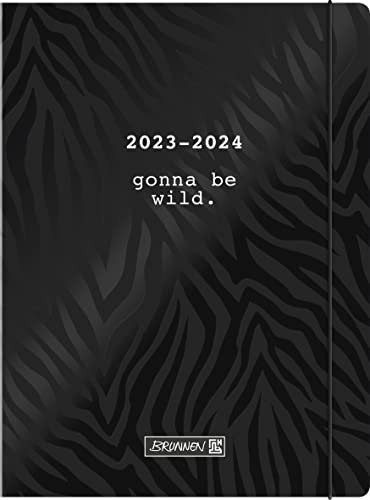 BRUNNEN Schülerkalender „Wild“ 2023/2024 1 Seite = 1 Tag A6 schwarz