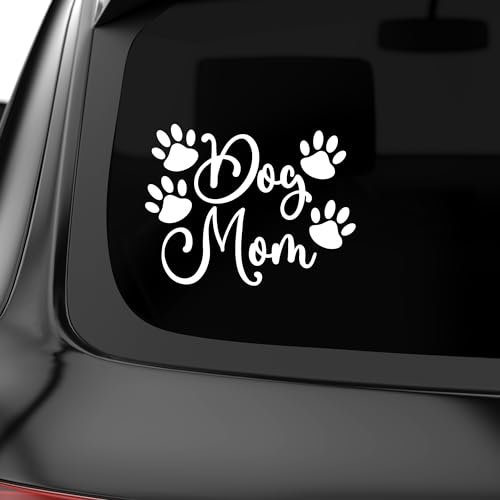 P008 | Dog Mom Hundeaufkleber Hunde Taxi Love Tiere Hund | Sticker für Auto, Wohnmobil | Hundeliebe (Weiss)
