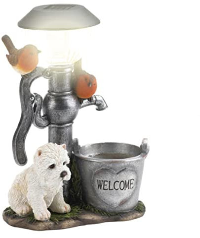 Beito Garden Statues Dog Solar Light Dog Solar Statue Solar Garden Ornaments Solar Garden Light Solar Lights Animal Climbing Garden Statue Cute Dog Figure Ornament With Led Lantern Decorations