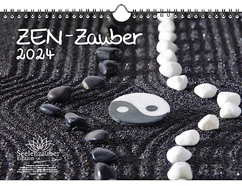 ZEN - Zauber DIN A4 Kalender für 2024 Feng Shui Yoga Entspannung - Geschenkset Inhalt: 1x Kalender, 1x Weihnachts- und 1x Grußkarte (insgesamt 3 Teile)