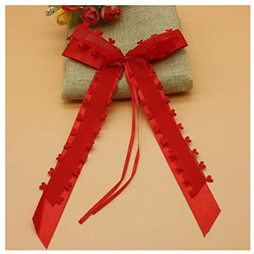 SHTGOI 30 Stück Autoschleifen Hochzeit Antennenschleifen Organza Schleifen Auto Satinband mit Herzen Autoschmuck für Auto Hochzeit Deko Tischdeko Zimmerdeko Geschenverpackung Rot