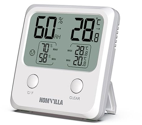 HOMVILLA Thermometer Hygrometer Innen, Mini LCD Digital Thermometer für Innenraum, Wohnzimmer, Babyraum, Büro,Gewächshaus
