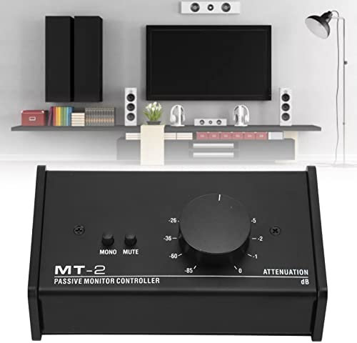 Passive Stereo Volume Controller, Mute Control Large Volume Knob Passive Monitor Controller XLR and 3.5mm Interface Plug and Play for Laptop