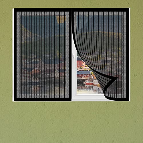 Insektenschutz Fenster Fliegengitter 100 x 140 cm Mückengitter Fenstergaze Kinderleichte Klebemontage für AußenFensteren, Kinderzimmer, BalkonFensteren, Schwarz