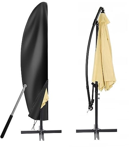 VORHOT Funda Sombrilla Playa para Sombrilla Voladiza Ø 2-4m, 420D Oxford-Tela Funda Protectora con Varilla, Impermeable Anti-UV Cover para Sombrilla Terraza Exterior Parasol Jardin, 265 * 40/70/50CM