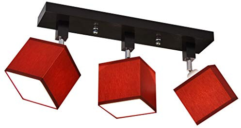 alfalux Deckenlampe Mit 3 Lampenschirmen LED Deckenleuchte Leuchte Lampe Wohnzimmerlampe Schlafzimmerlampe Holz Wohnzimmer Schlafzimmer Deckenleuchten Drehbar Schwenkbar LLS318DPR