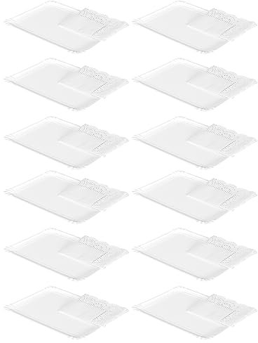 Acan Tradineur - Pack de 12 Paquetes de 2 Bandejas con blonda Rectangular - Especial para Fiestas o Celebraciones - Material reciclable - 22 x 28 cm - Color Blanco