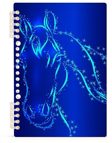 YOUJUNER Notizblock Galaxie blaues Pferd Spiralblock Notizbuch Notebook Journal, A5, 60 Blatt, 120 Seiten, 80 g Papier
