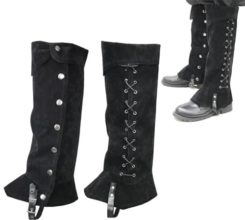 Mittelalter Verkleidung Kostüm Stiefel Überzüge Kunstleder Vintage Ritter Beinschutz Gamasche Halloween Pirat Steampunk Kostüm Zubehör Beinwärmer Wrap Verstellbare Schuhüberzug für Cosplay Karneval