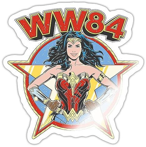 Spreadshirt Wonder Woman 1984 WW84 Retro Vintage Sticker, max. 10 x 10 cm, 10 x 10 cm, Weiß glänzend