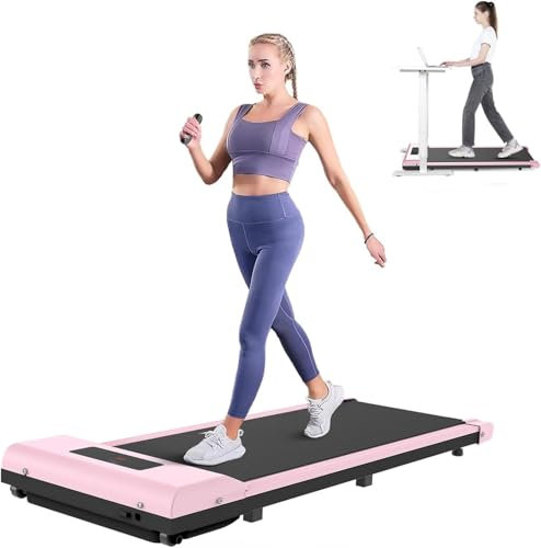 Dskeuzeew Tapis Roulant Elettrico Pieghevole Salvaspazio 1-10Km/H, Walking Pad 2.5HP, Nessuna installazione richiesta, Salvaspazio, Telecomando (Rosa)