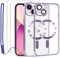 Lafunda Cover Trasparente per iPhone 13, Custodia Compatibile con MagSafe con Protezione Fotocamera e 2 Pezzi Vetro Temperato, Magnetica Clear Case con Cordino per iPhone 13 Dunkelila