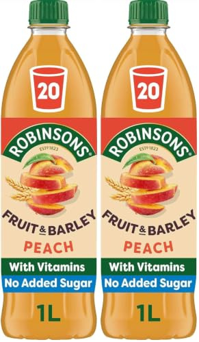 Robinsons Fruit & Barley Peach Squash, 1 l (Pack of 2)