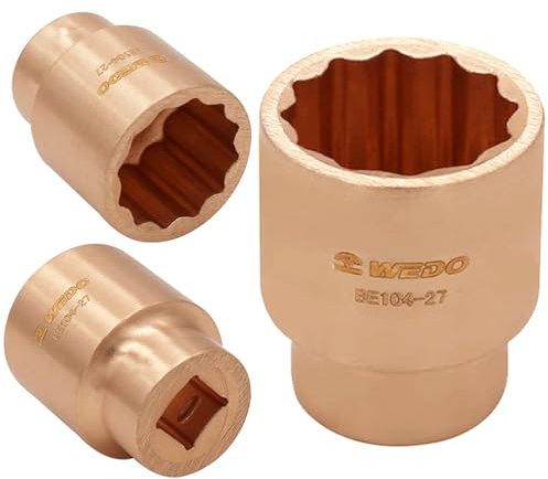 WEDO Non-sparking 1/2'' Drive Shallow Impact Socket,12 Point,Size 9/16'',Beryllium Copper,Non-magnetic,DIN and BAM standard,Suitable for Petrochemical Industry, Boat,garage necessity
