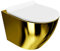 LAVITA Wand-WC Sofi Slim Gold/White Hänge Toilette WC Sitz Toilettendeckel mit Absenkautomatik & Metallscharniere Toiletten Spülrandlos Hängend Toilettenbecken 365x490x395 mm Weiß/Gold