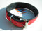 MJH Halsband Berta verstellbar Beta Biothane schwarz auf rot 38mm breit & vernäht (35-41cm)