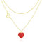 Linawe Gold Layered Necklaces for Women, Red Heart Pendant Choker Necklace, Stainless Steel Stacked Necklace, Y2K Preppy Necklace Double Heart Chain Necklace, Cute Heart Jewellery
