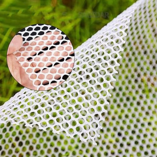 Kunststoffzaun Hühnerzaun Kinderzaun Garten, Katzennetz für Fenster Balkon, Ohne Bohren, Geflügelnetze Schutznetz Gartennetz Maschendraht Zaungeflecht, Weiß (Farbe : 0.8cm, Größe : 1x3m)