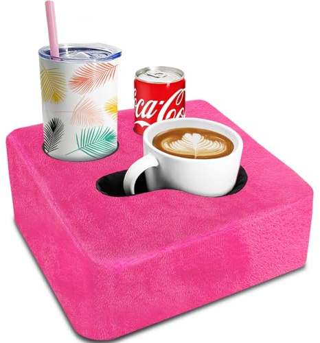 Nisdoing Couch-Getränkehalter Kissen-Tablett. Halten Sie Getränke Hand Reichweite und halten Sie Temp, verhindern Sie Verschütten und verwenden Sie sie überall. Becherhalter für Couch, Bett, Auto