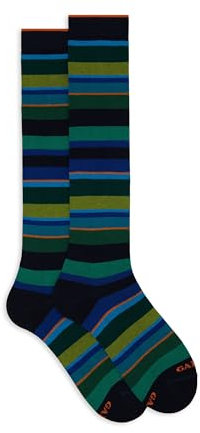 Calze lunghe uomo verde righe multicolor
