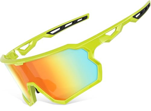 suoso Sportbrille-Fahrradbrille-Herren-Damen-Polarisierte-Sonnenbrille-Sunglasses-Men-Women-UV400 Schutz-Schnelle Brille Rave,z67-Grün-rot