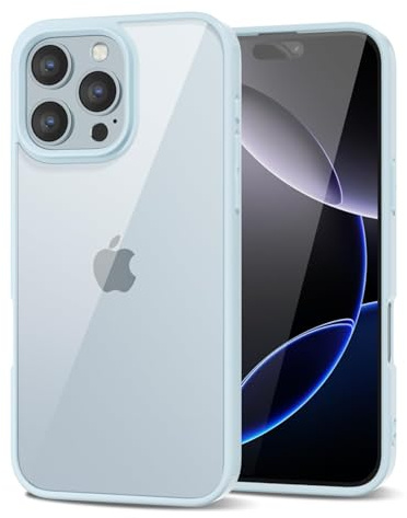 LoeoeL for iPhone 16 Pro Max Case Clear, Transparent Hybrid 16 Pro Max Phone Case [Hard Plastic & Soft Silicone Bumper] Acrylic Non Yellowing Thin Slim Protective Cover for Women, Light Blue