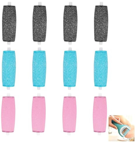 [Pack of 12] Extra Coarse Mineral Replacement Rollers for Scholl Velvet Smooth Callus Remover Refill - Refill Rolls with Diamond Particles, 3 Grits for Soft, Hard and Dry Feet