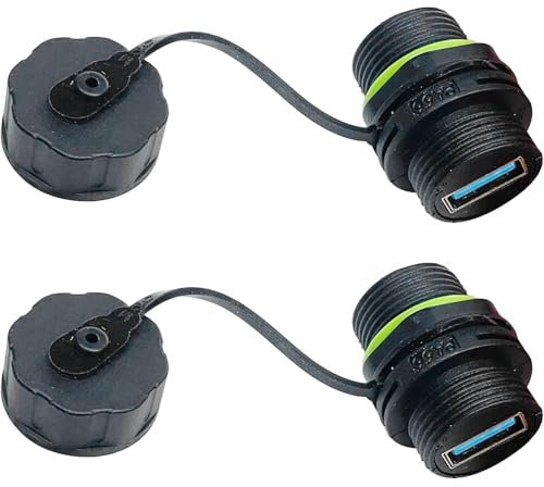 PENGLIN 2PCS M20 IP68 Waterproof USB3.0 Panel Mount Adapter,USB3.0 Type A Female to Female Outdoor Coupler with Waterproof Cover