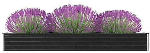 Myheimly Hochbeet Pflanzkübel Pflanzbeet Gemüsebeet Gartenbeet Frühbeet Blumenkasten Pflanzkasten Garten Verzinkter Stahl Anthrazit 320 x 40 x 45 cm