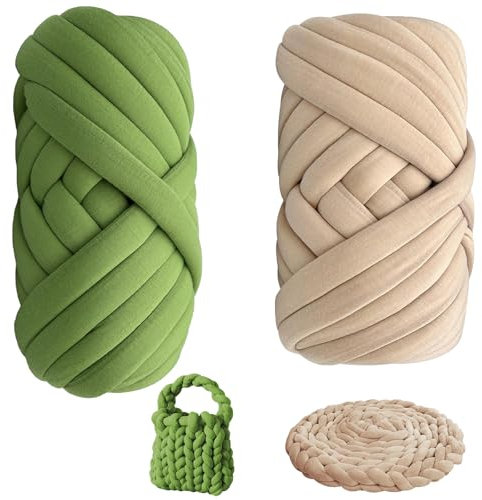 2 pezzi di lana per lavorare a maglia a mano, 500 g/25 m, 2 colori XXL, Chunky Yarn, lana spessa, filato per lavori a maglia a mano, per borse, coperte, borse, artigianato fai da te