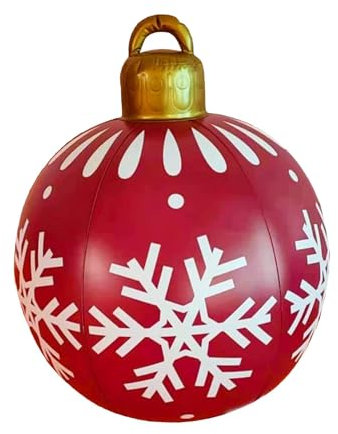 Aufblasbare Weihnachtskugel - Aufblasbare Schneeflocken-Ornamente 60 cm, rote Außendekorationen, PVC-Weihnachts-Kontrollkugel | riesige Urlaubshofdekoration für den Winter, Nr