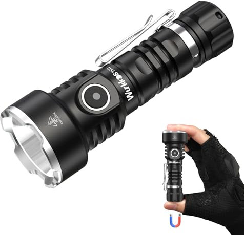 Wurkkos TS12 SFT25R Kleine Taschenlampe Usb C Aufladbar, 1350 Lumen Strahlentfernung 473 Meter, LED Taschenlampe Mini Extrem Hell, IP68 Wasserdicht 8 Lichtmodi für Camping, Wandern, Notfälle, Outdoor