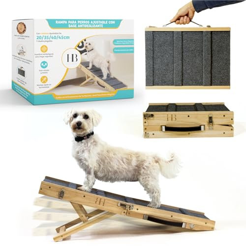 Home Blade Rampa para Perros Pequeños Plegable – Escalera para Perros Pequeños con Base Antideslizante Rampa para Cama Perro pequeño de Madera Abedul 4 Alturas Ajustables – Escalera Perro 15 kg MAX