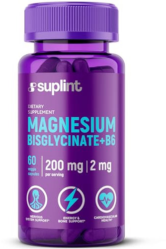 Magnesio Bisglicinato 200 mg con Vitamina B6 – Integratore di Magnesio ad Alta Assorbibilità per Sonno, Metabolismo, Sistema Immunitario e Nervoso – Compresse Giornaliere Uomo e Donna