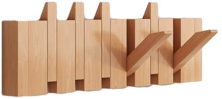 Akkordeon-Garderobe aus Holz, Wandmontage, mit Klavier-Design, 6 Haken, für Eingangsbereich, Schlafzimmer, Badezimmer, Naturholz, dekorativer Wandaufhänger