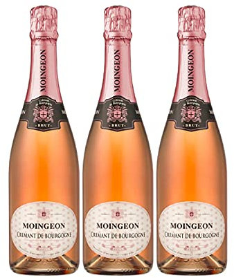 Crémant de Bourgogne Brut MAGNUM - Rosé - Maison Moingeon - Vin Rosé de Bourgogne (3x150cl) Effervescent