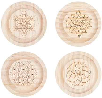 BENECREAT 4 Stile Holz-Perlenbrett, Runde Perlen Design, Mit Chakra Muster Board Perlenbrett Für Armbänder Kunsthandwerk Schmuckherstellung Perlenzubehör DIY-Design Schlitz: 10mm
